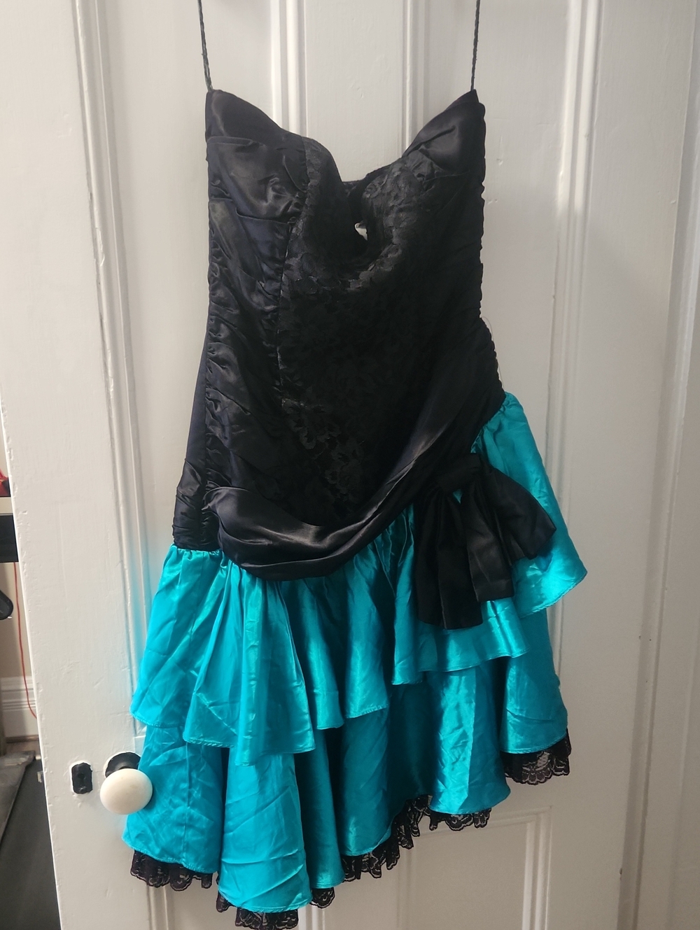 VINTAGE Zum Zum Black and Teal Tiered Party Dress